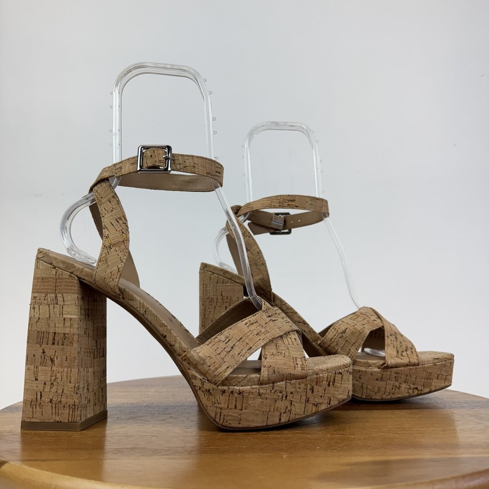 New Womens Abound Tenille Cork Platform Ankle Strap Heeled Sandals Size 11 M